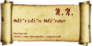Márián Nándor névjegykártya